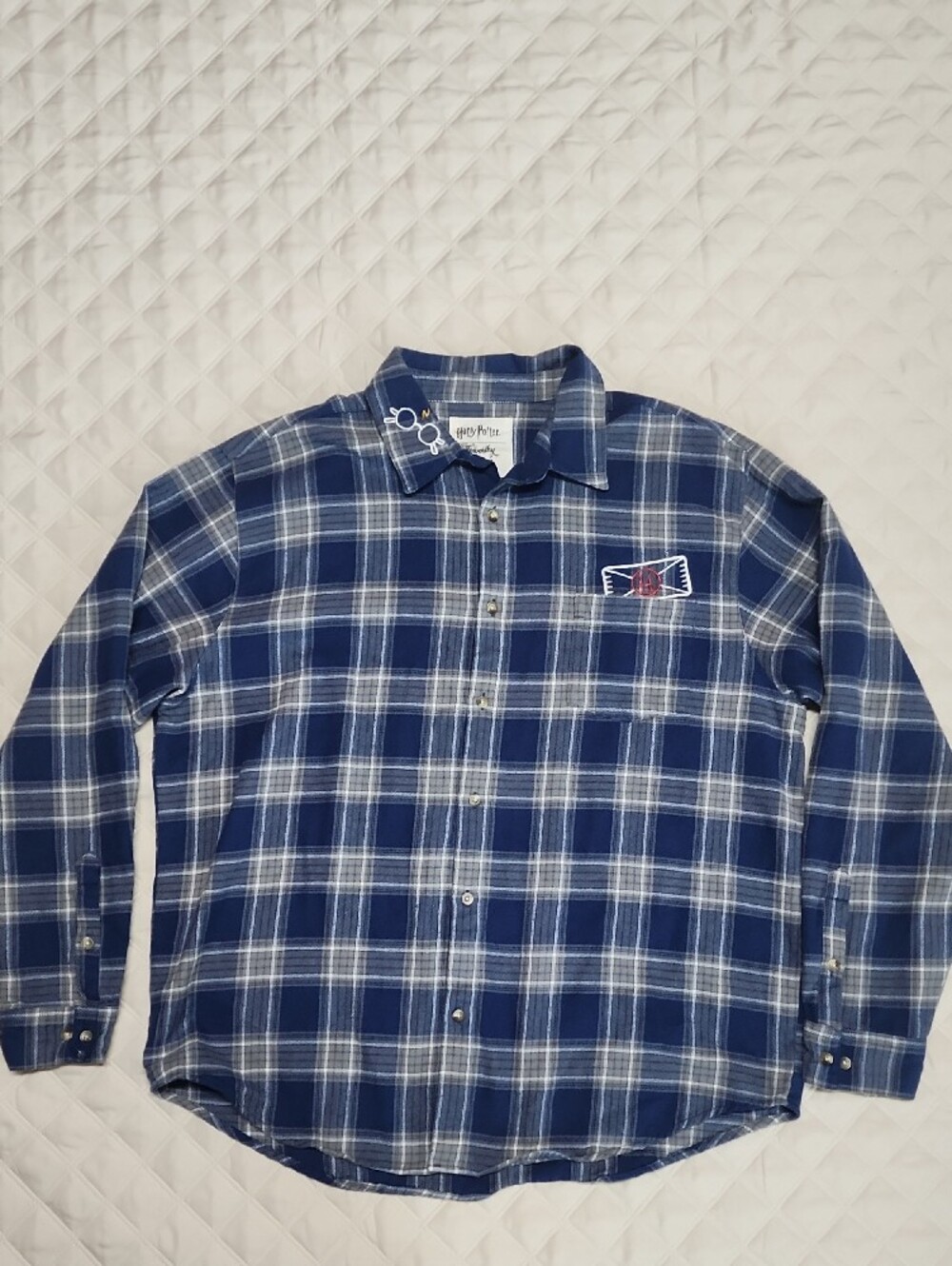 Harry Potter Cakeworthy 'You're a Wizard, Harry' Back Print Blue Plaid Flannel
